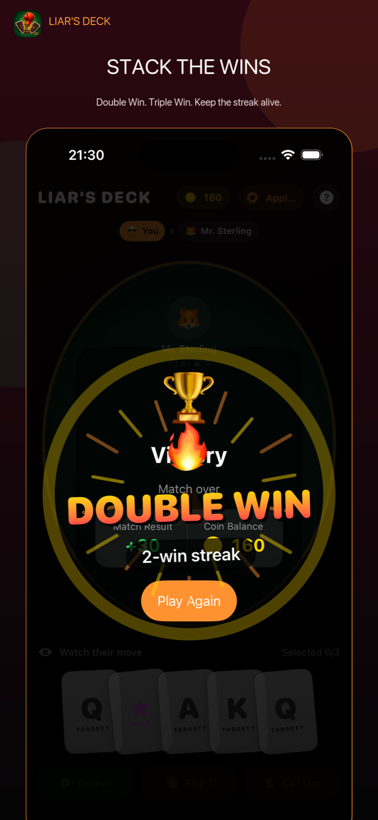 A Double Win streak celebration